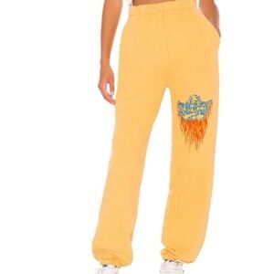 Boys Lie Yellow Track Pants with Blue & Orange Graphic